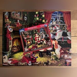 Christmas puzzle Santa checking it twice white mountain 1000